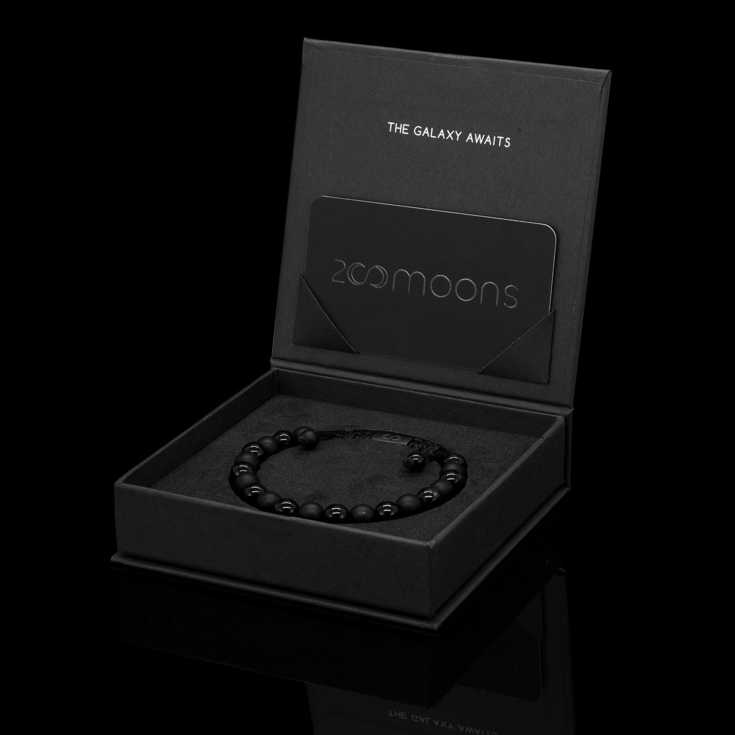 Black Hole Adjustable Onyx Beaded Gemstone Bracelet In Package