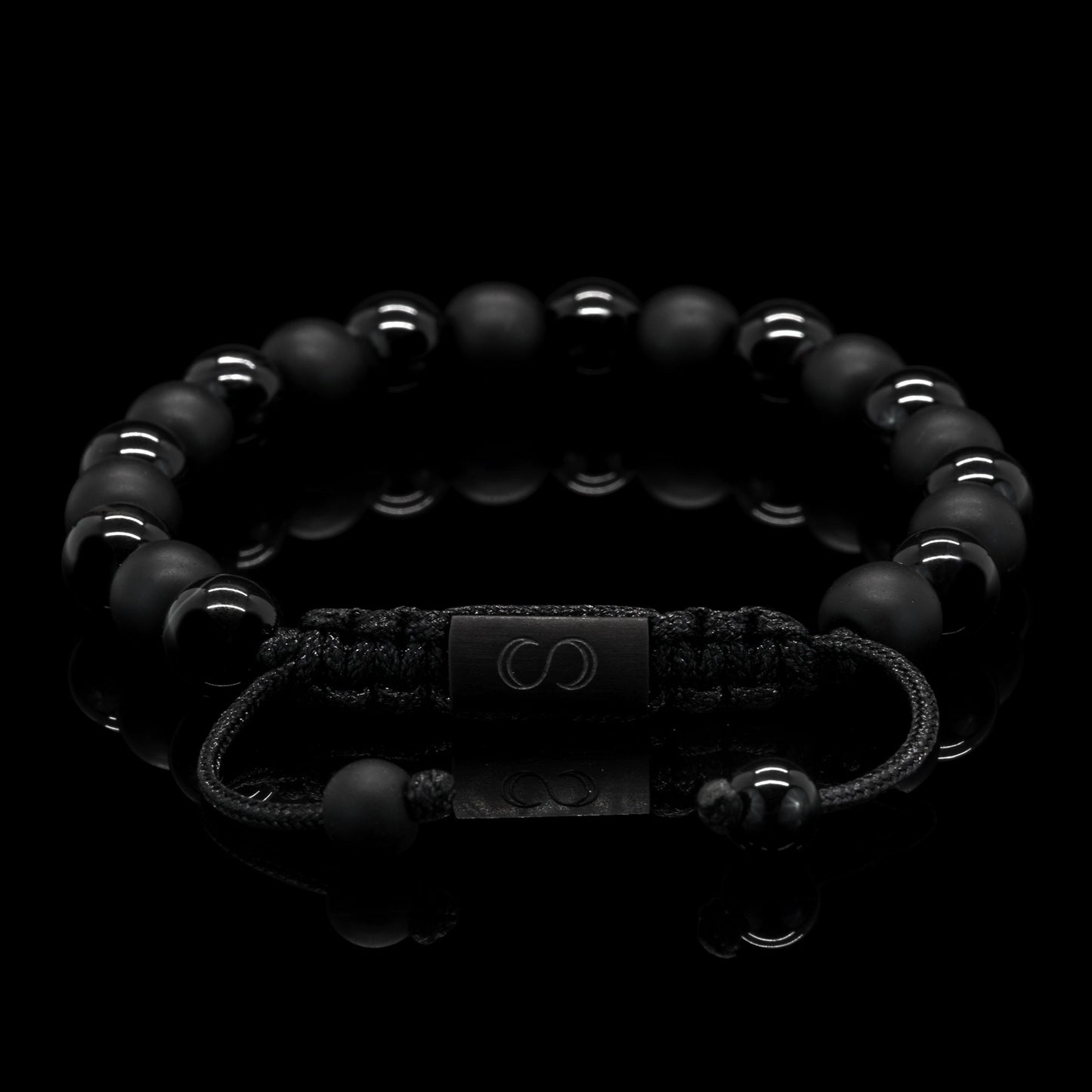 Black Hole Adjustable Onyx Beaded Gemstone Bracelet Back