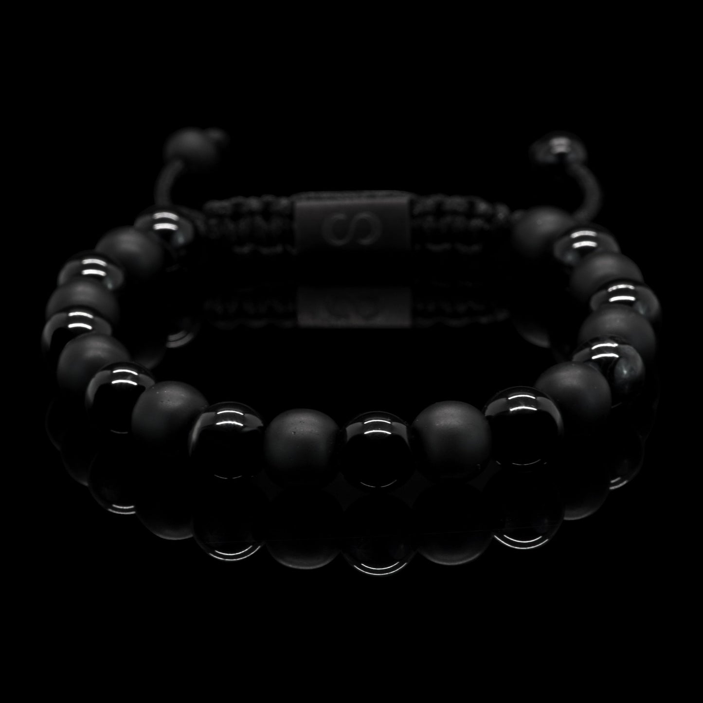 Black Hole Adjustable Onyx Beaded Gemstone Bracelet Front