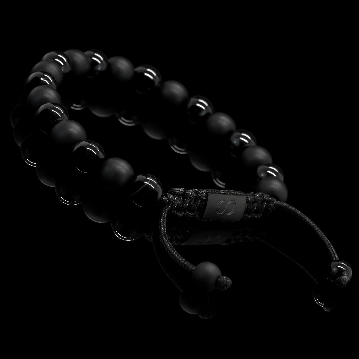Black Hole Adjustable Onyx Beaded Gemstone Bracelet Side