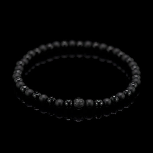 Black Hole Elastic Onyx Beaded Gemstone Bracelet Front