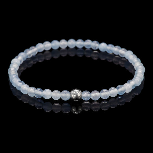 Blue Moon Elastic Aquamarine Beaded Gemstone Bracelet Front