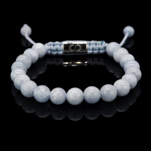 Blue Moon Adjustable Aquamarine Beaded Gemstone Bracelet Front