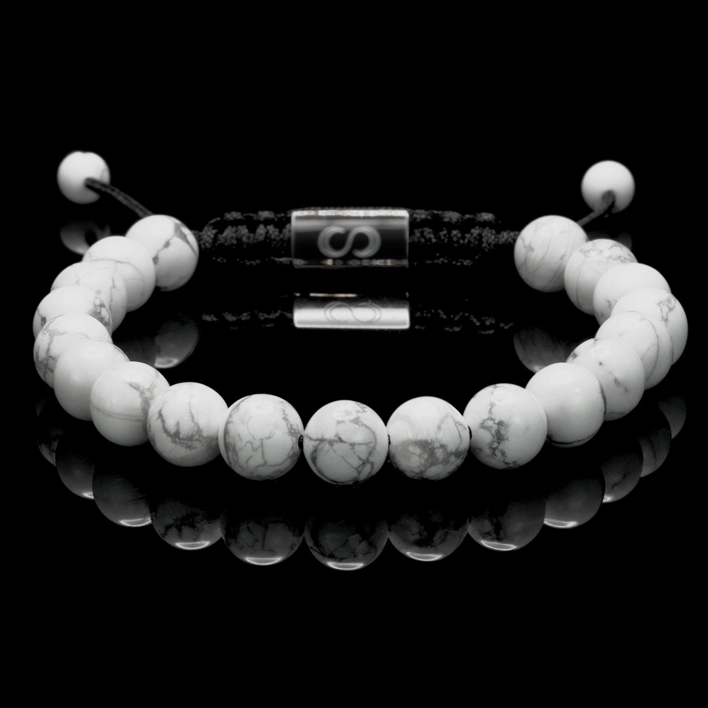 Full Moon Adjustable Howlite Beaded Gemstone Bracelet Front